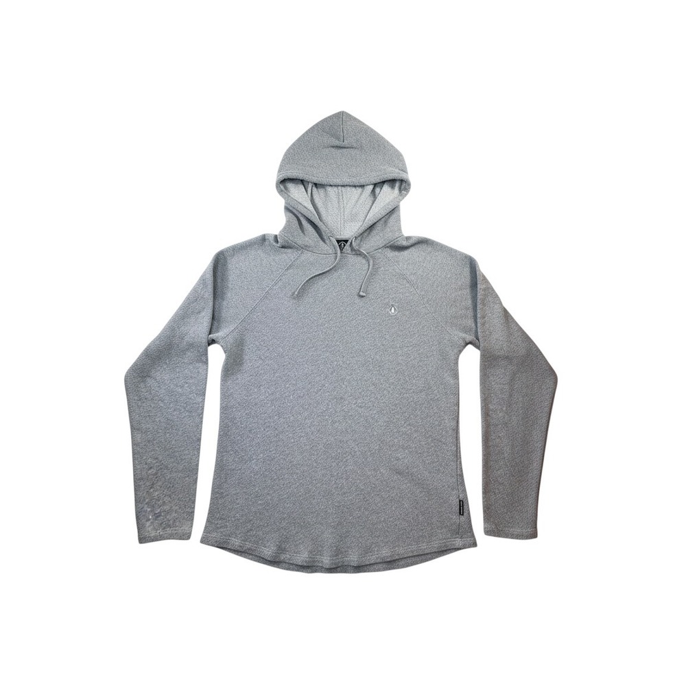 Volcom Hoodie Mens Medium Gray Excellent Pullover Raglan Sleeve Skater Logo